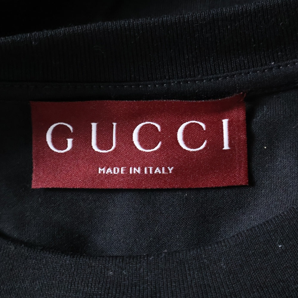 GUCCI(グッチ) 24AW クリスタル付き ロゴ コットンジャージー Tシャツ 半袖カットソー ブラック 787299 XJGME レディース