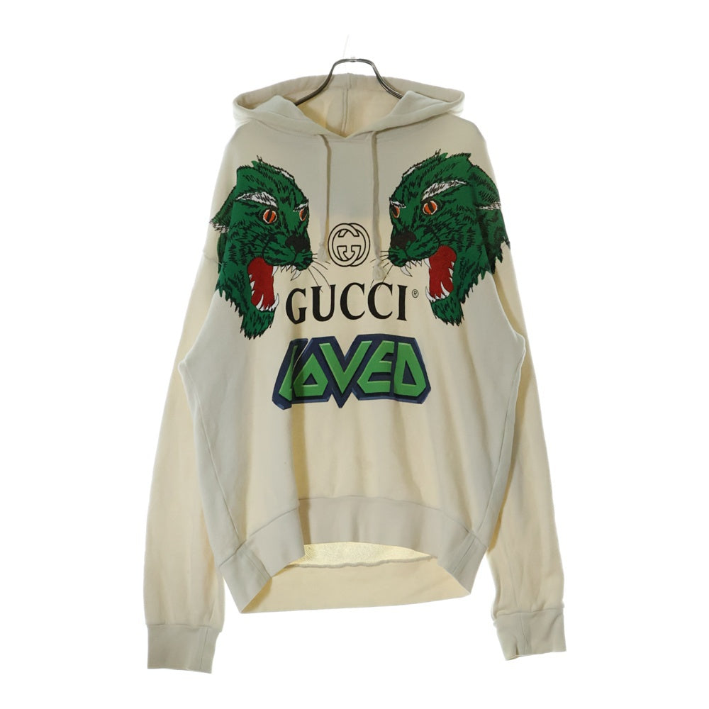 GUCCI(グッチ) Loved Panther Logo Hoodie ラヴド パンサー プルオーバーパーカー 475374 XJAKO アイボリー