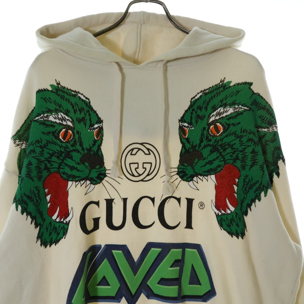 GUCCI(グッチ) Loved Panther Logo Hoodie ラヴド パンサー プルオーバーパーカー 475374 XJAKO アイボリー