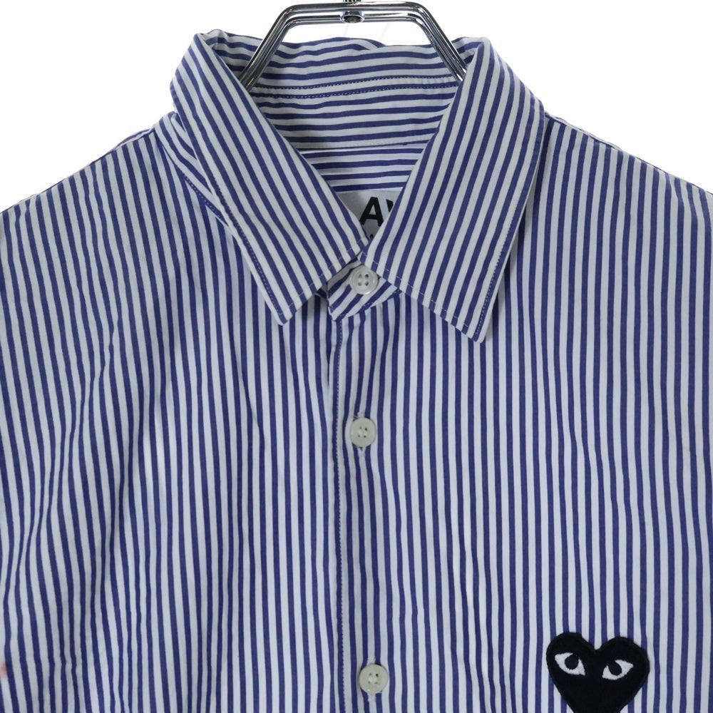 PLAY COMME des GARCONS(プレイコムデギャルソン) STRIPED SHIRT ハートロゴ ストライプシャツ AZ-B018 ブルー