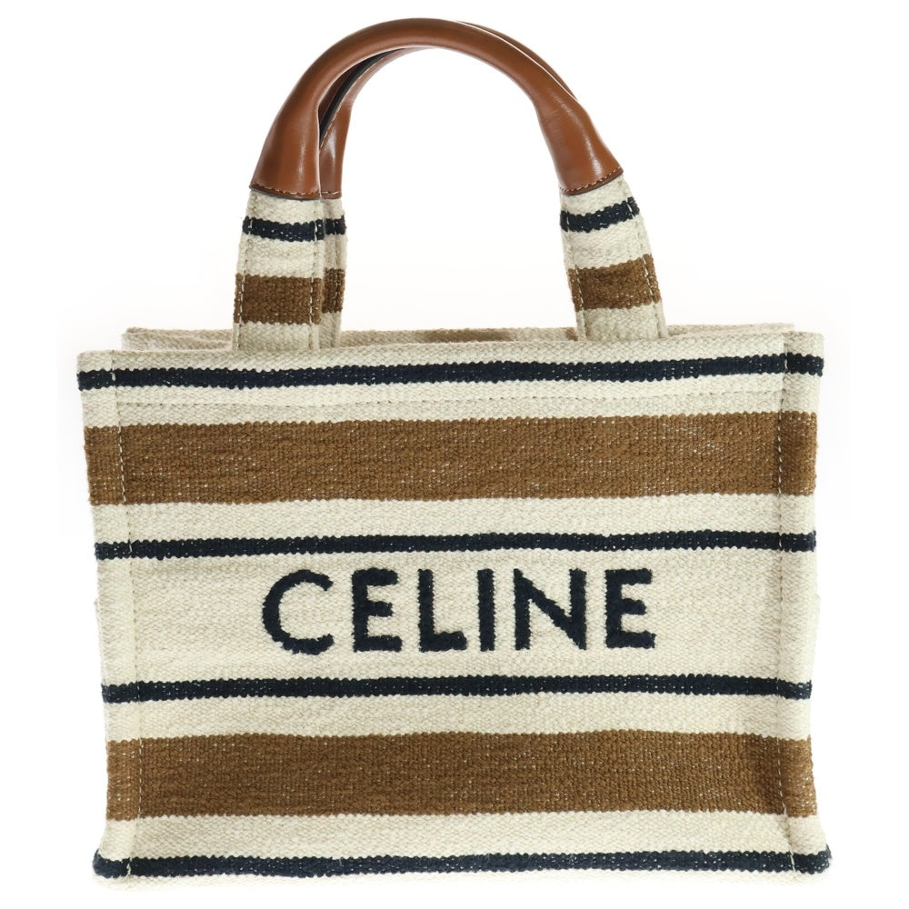 CELINE(セリーヌ) SMALL CABAS BAG ストライプ総柄 キャンバス 2WAYバッグ スモール ベージュ/ブラウン 199162FO2.14ML