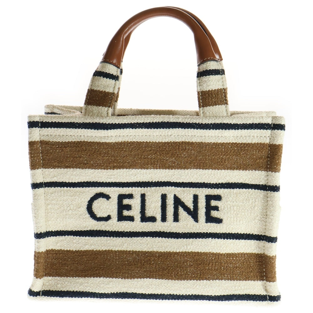 CELINE(セリーヌ) SMALL CABAS BAG ストライプ総柄 キャンバス 2WAYバッグ スモール ベージュ/ブラウン 199162FO2.14ML