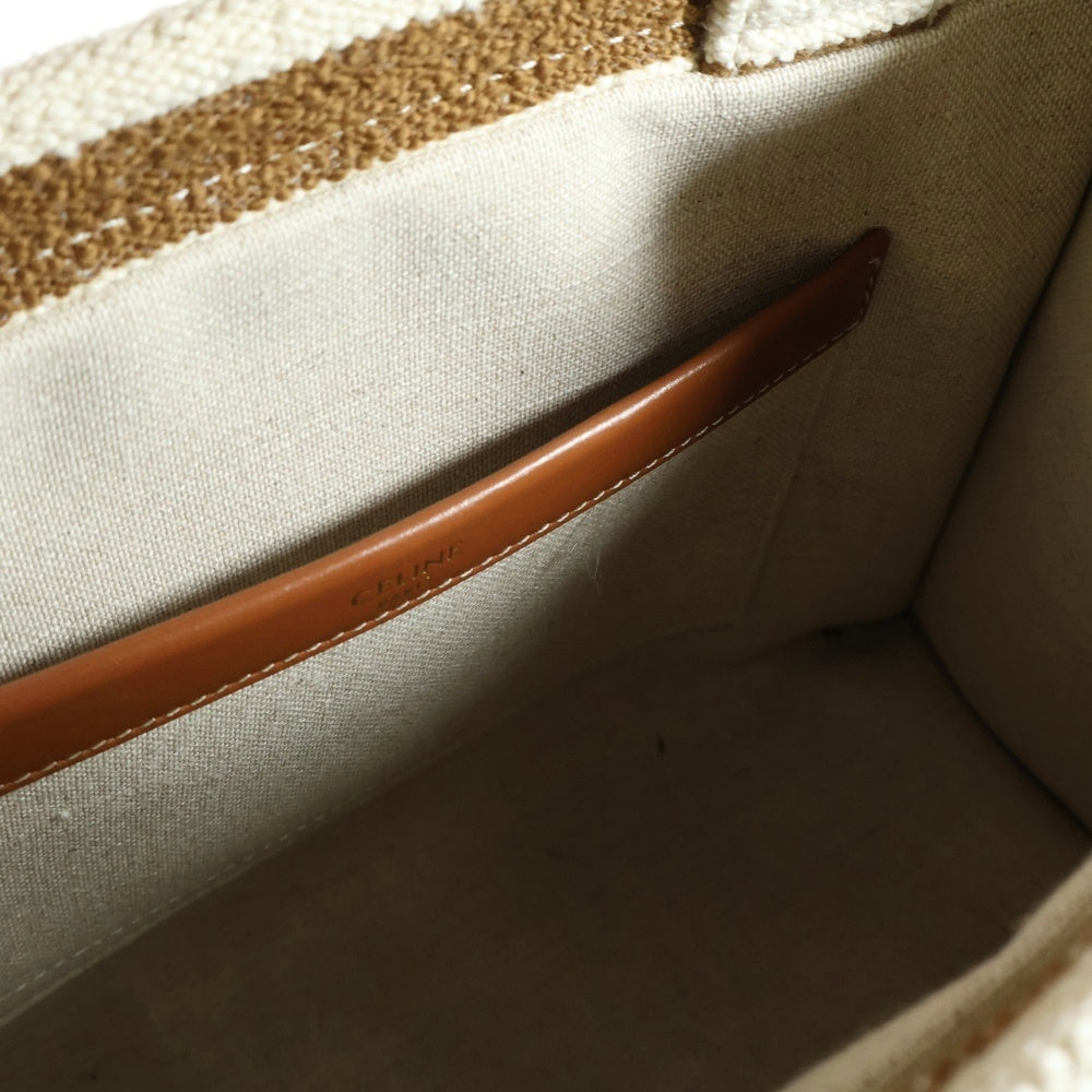 CELINE(セリーヌ) SMALL CABAS BAG ストライプ総柄 キャンバス 2WAYバッグ スモール ベージュ/ブラウン 199162FO2.14ML