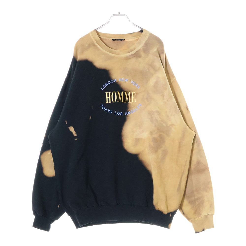 BALENCIAGA(バレンシアガ) ブリーチ加工HOMME刺繍オーバーサイズスウェット ブラック/ブラウン 486095 TWK44