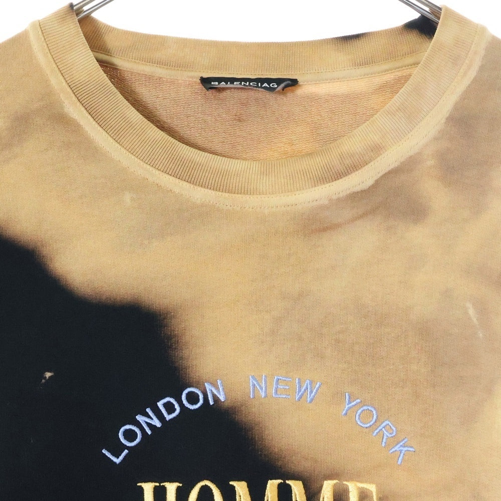 BALENCIAGA(バレンシアガ) ブリーチ加工HOMME刺繍オーバーサイズスウェット ブラック/ブラウン 486095 TWK44