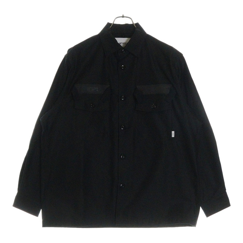 WTAPS(ダブルタップス) 24SS CBW 01 LS COTTON SATIN IDENTITY バッグロゴ後刺繍 ユーティリティ カーゴジャケット ブラック 241CWDT-SHM02