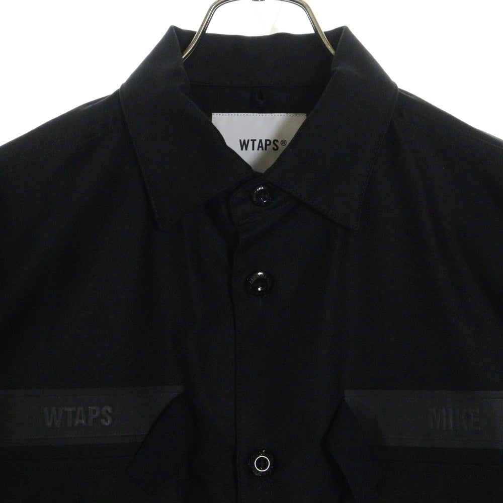 WTAPS(ダブルタップス) 24SS CBW 01 LS COTTON SATIN IDENTITY バッグロゴ後刺繍 ユーティリティ カーゴジャケット ブラック 241CWDT-SHM02