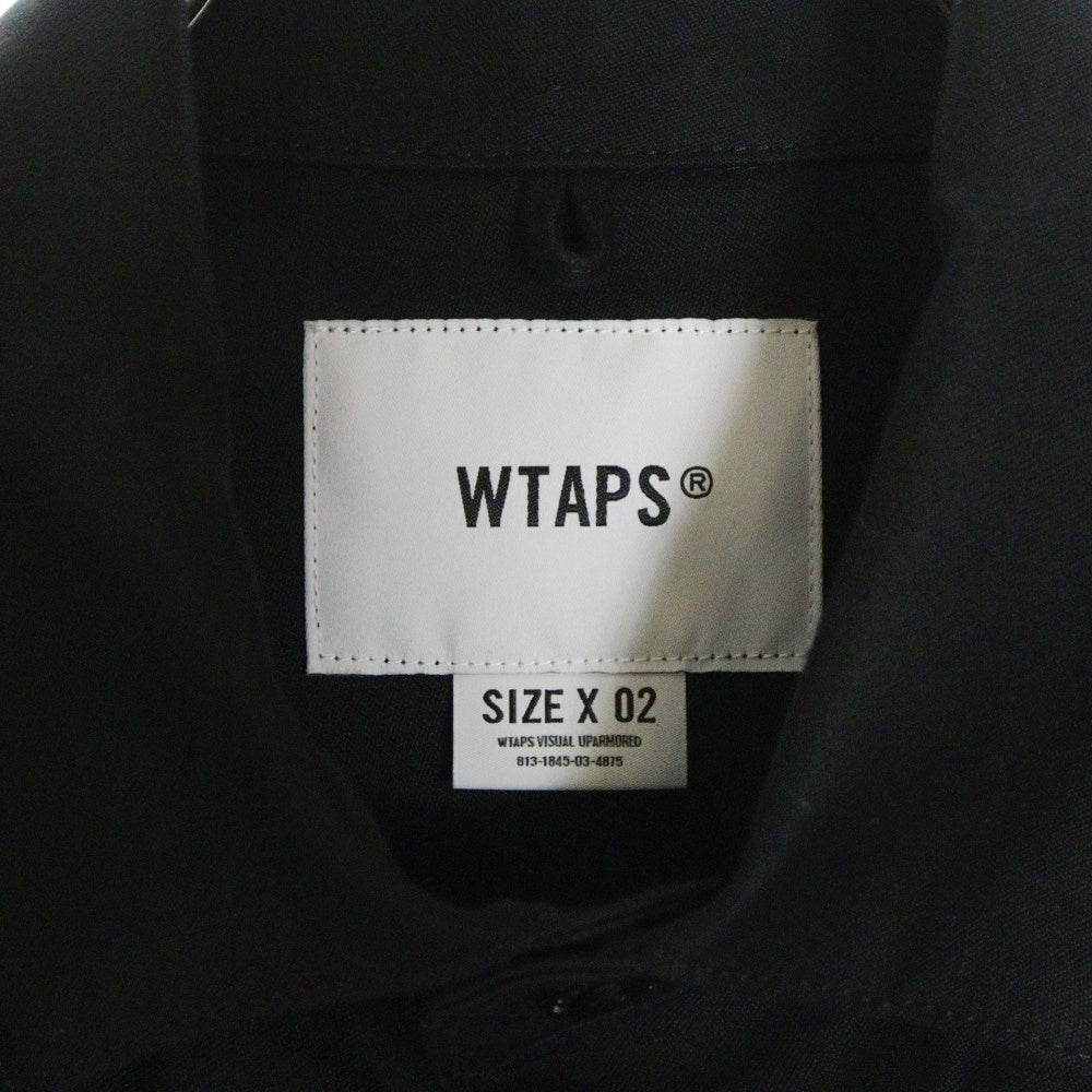 WTAPS(ダブルタップス) 24SS CBW 01 LS COTTON SATIN IDENTITY バッグロゴ後刺繍 ユーティリティ カーゴジャケット ブラック 241CWDT-SHM02