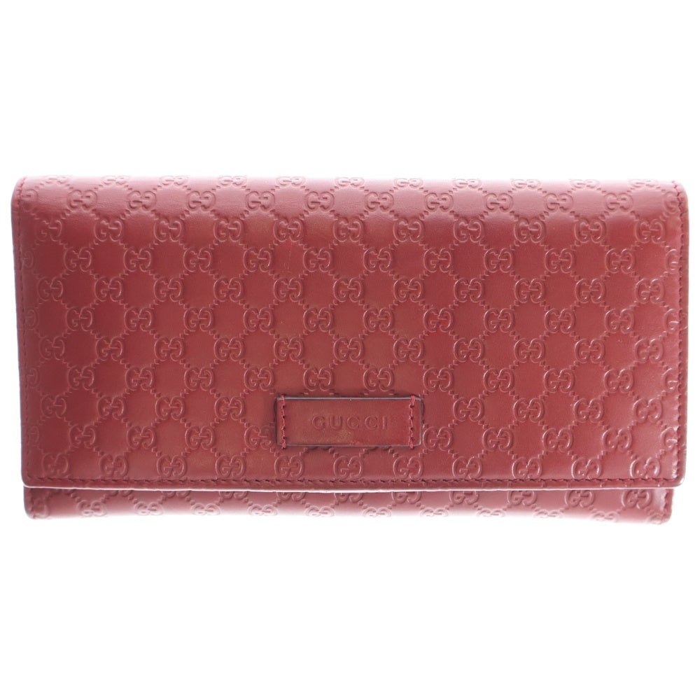 GUCCI(グッチ) マイクログッチシマ レザー ロングウォレット 449396 レッド