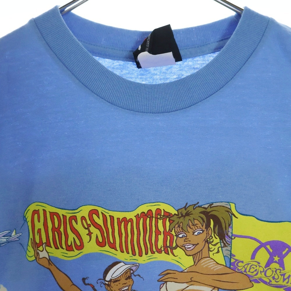 VINTAGE(ヴィンテージ) 00s AEROSMITH GIRLS SUMMER 両面プリント クルーネック半袖Tシャツ ブルー GIANT