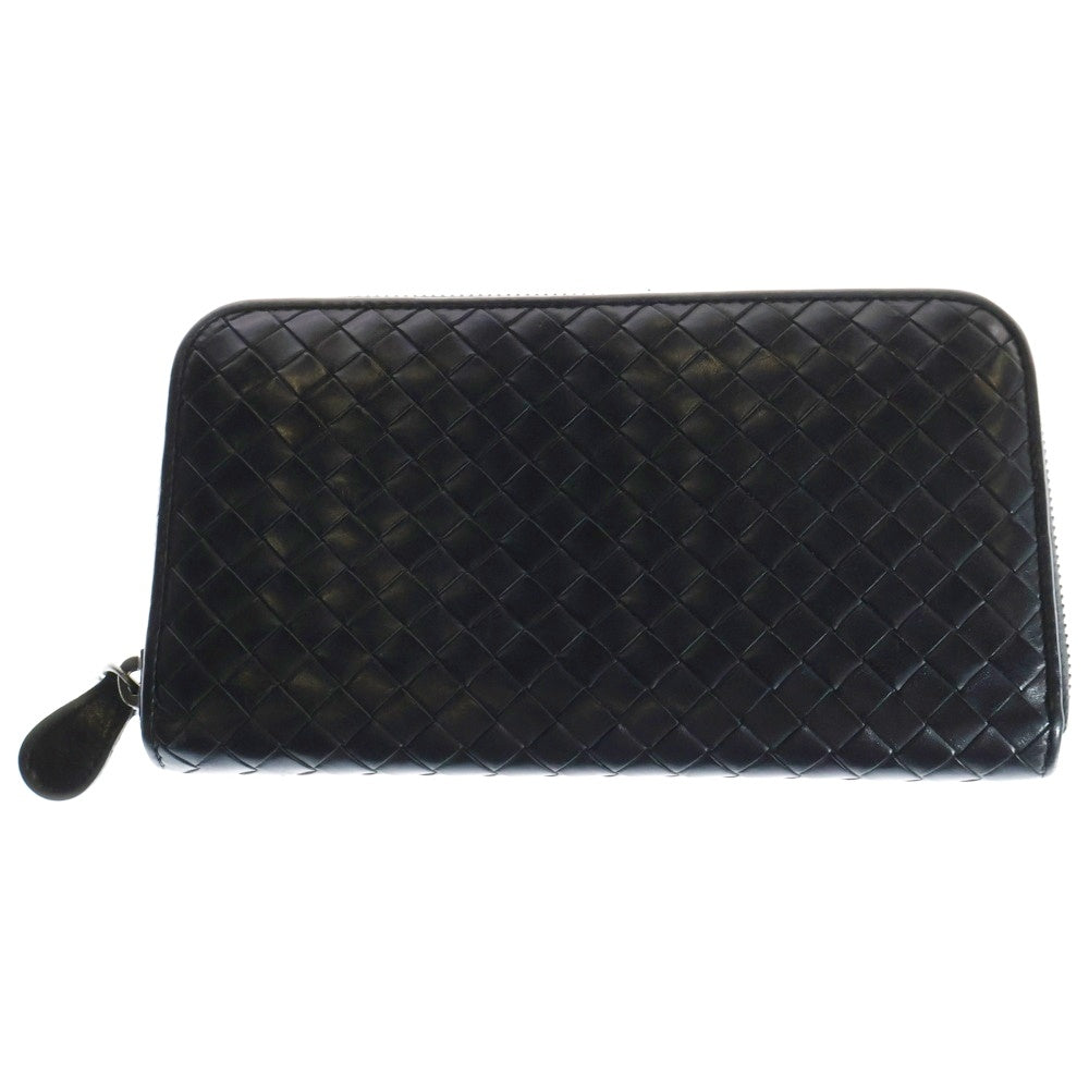 BOTTEGA VENETA(ボッテガヴェネタ) イントレチャート ラウンドジップ レザーウォレット ブラック