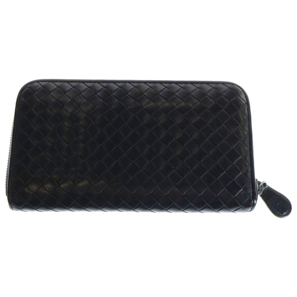 BOTTEGA VENETA(ボッテガヴェネタ) イントレチャート ラウンドジップ レザーウォレット ブラック