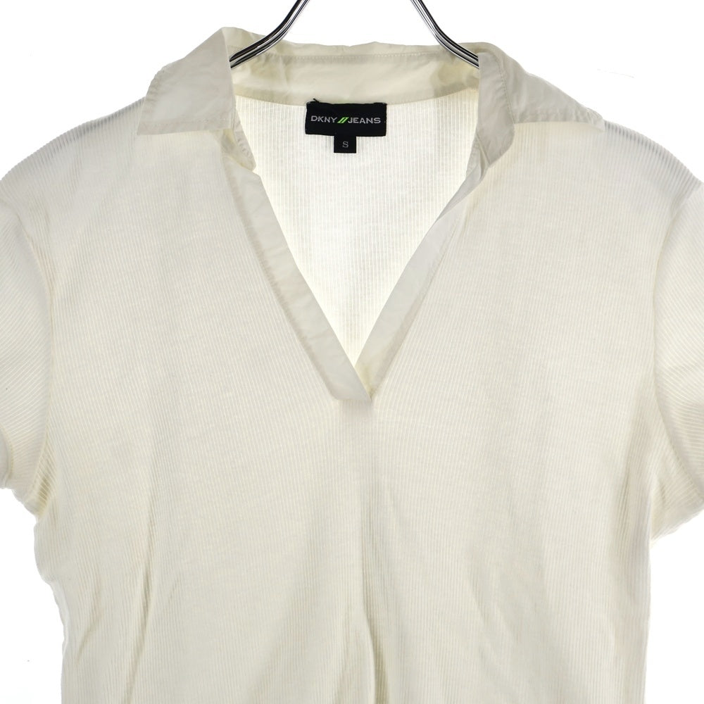 DKNY(ダナキャラン) Vネック サーマル半袖シャツ ホワイト 500009 レディース