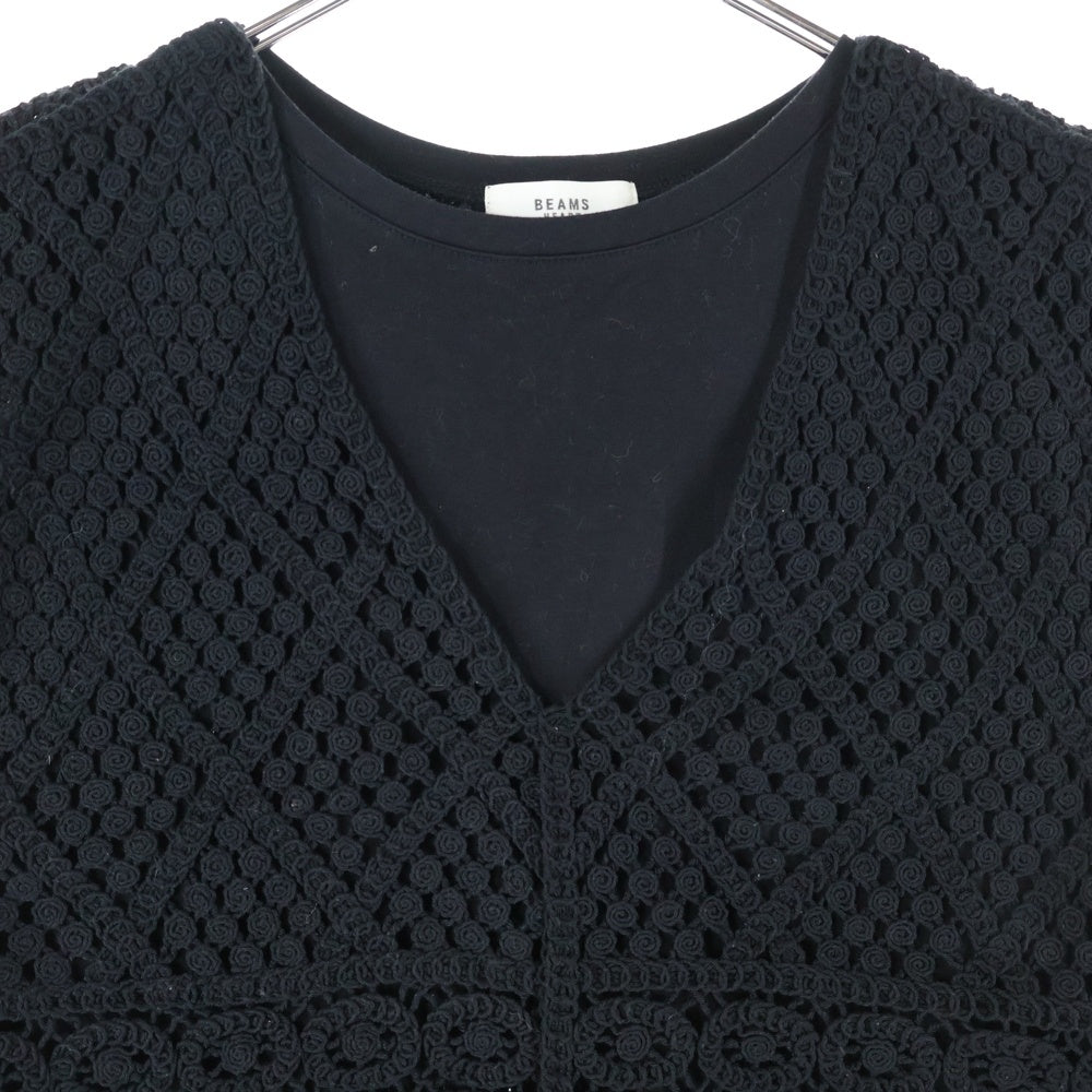 BEAMS HEART(ビームス ハート) 22SS レース編み ベスト ワンピース スカート ブラック レディース 43-04-0001-92