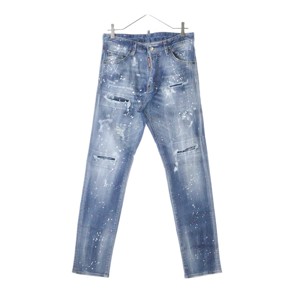 DSQUARED2(ディースクエアード) 24SS COOL GUY JEANS ペイント加工 クールガイデニムパンツ インディゴ S74LB1443