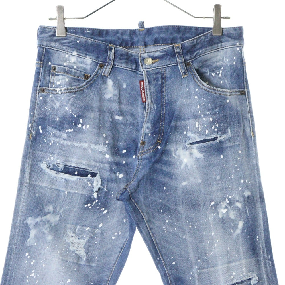 DSQUARED2(ディースクエアード) 24SS COOL GUY JEANS ペイント加工 クールガイデニムパンツ インディゴ S74LB1443