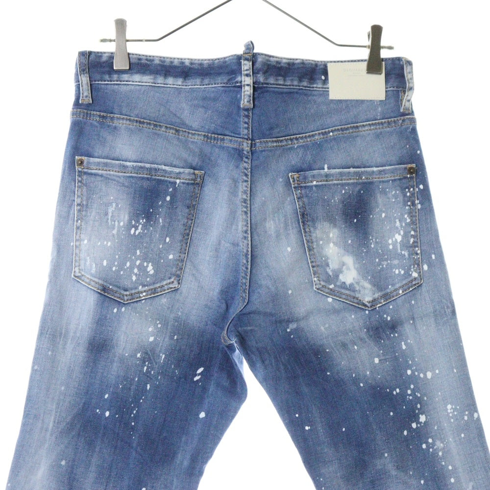 DSQUARED2(ディースクエアード) 24SS COOL GUY JEANS ペイント加工 クールガイデニムパンツ インディゴ S74LB1443