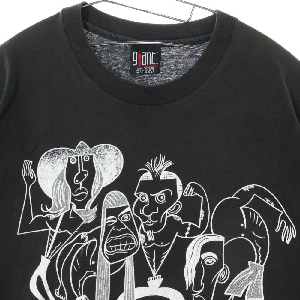 VINTAGE(ヴィンテージ) 90S VINTAGE RED HOT CHILI PEPPERS PICASSO GIANT レッドホットチリペッパーズ ピカソ USA製 両面プリント 裾シングル 半袖Tシャツ カットソー ブラック