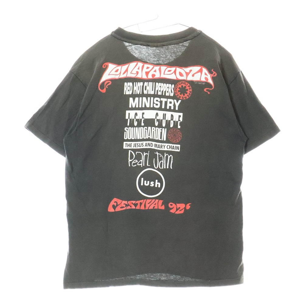 VINTAGE(ヴィンテージ) 90s LOLLAPALOOZA 1992 FESTIVAL USA製 ロラパルーザ 両面プリント Tシャツ 半袖カットソー ブラック