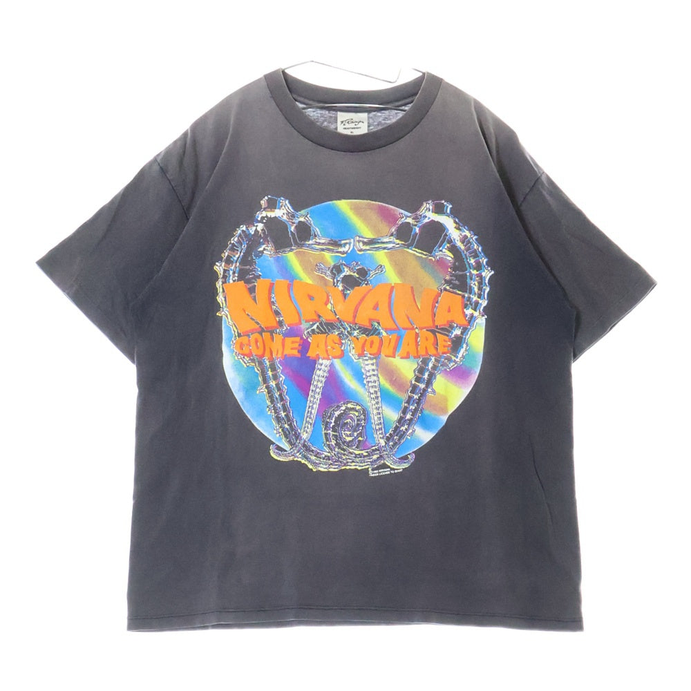 VINTAGE(ヴィンテージ) 90s NIRVANA COME AS YOU ARE ニルヴァーナ プリント 半袖クルーネックTシャツカットソー ブラック