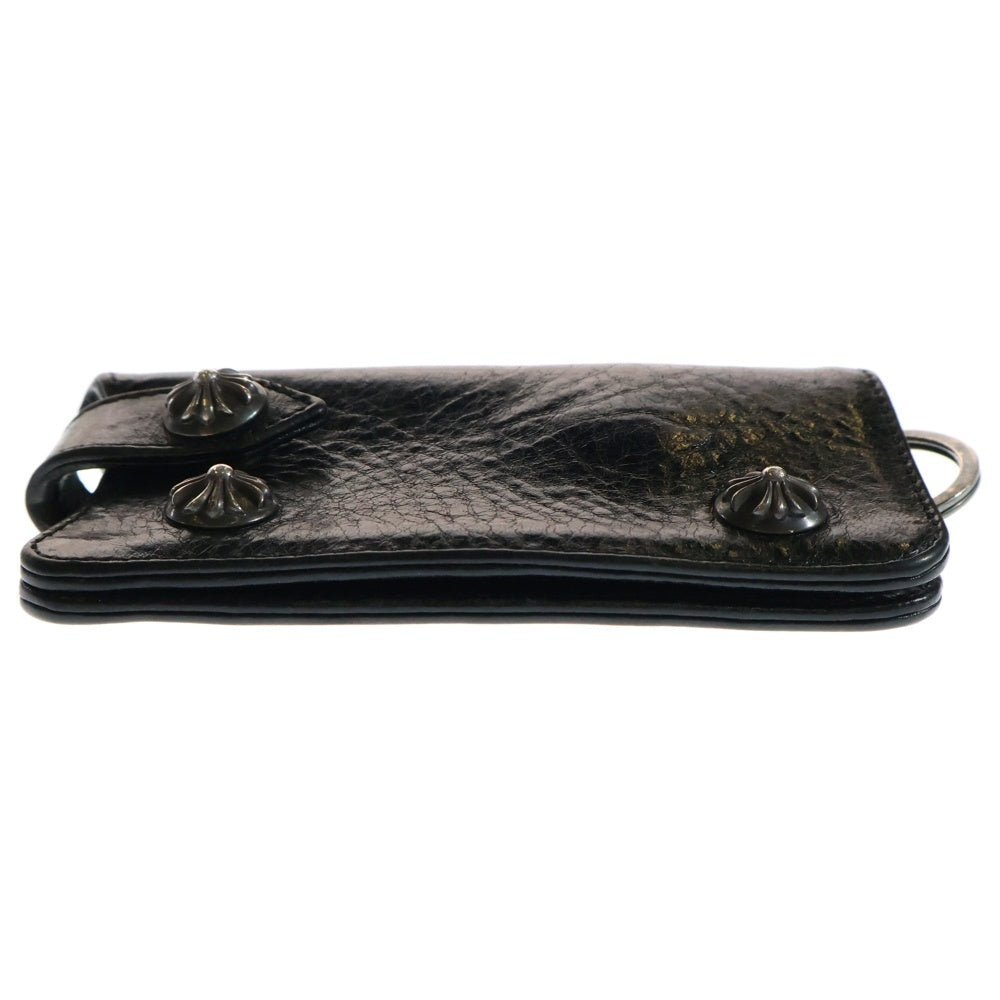 CHROME HEARTS(クロムハーツ) KEY CASE クロスボールボタンレザーキーケース ブラック/シルバー
