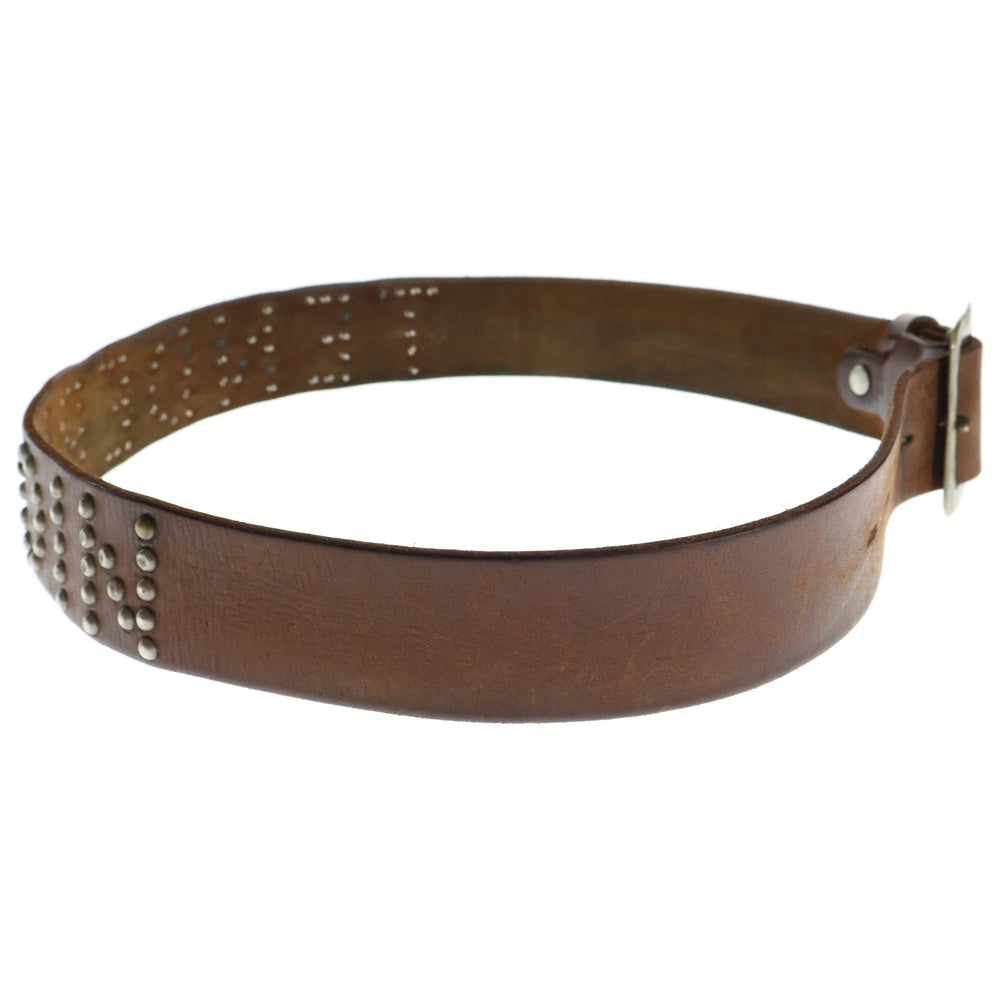 TENDERLOIN(テンダーロイン) ×HTC T-STUDS BELT スタッズ レザーベルト ブラウン