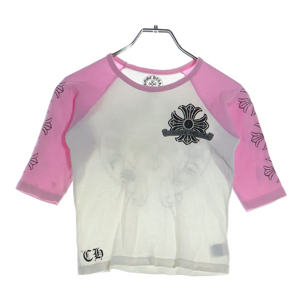 CHROME HEARTS(クロムハーツ) ラグラン ホースシュープリント 七分袖Tシャツカットソー ホワイト/ピンク