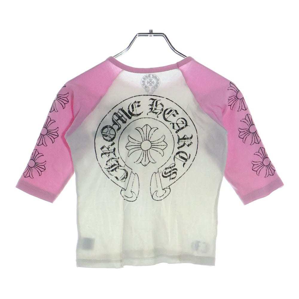 CHROME HEARTS(クロムハーツ) ラグラン ホースシュープリント 七分袖Tシャツカットソー ホワイト/ピンク