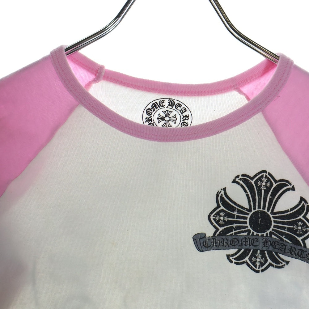 CHROME HEARTS(クロムハーツ) ラグラン ホースシュープリント 七分袖Tシャツカットソー ホワイト/ピンク