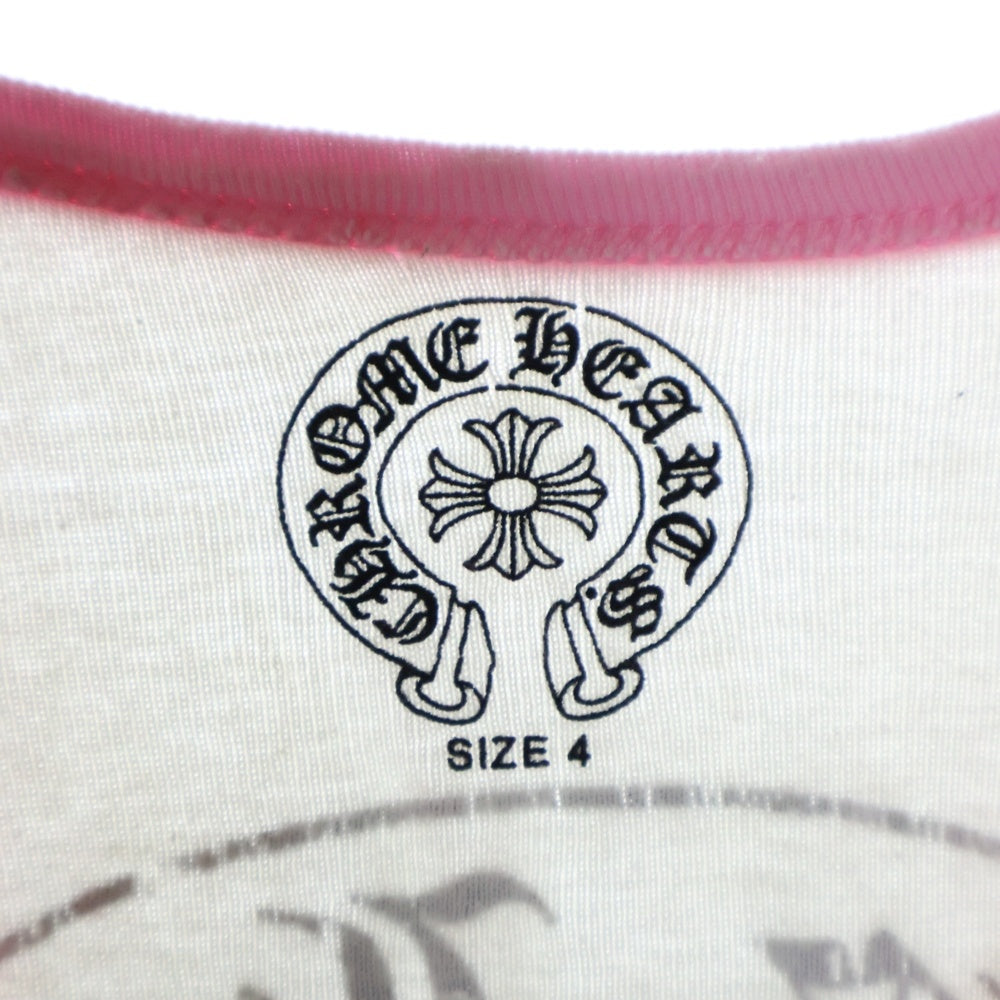 CHROME HEARTS(クロムハーツ) ラグラン ホースシュープリント 七分袖Tシャツカットソー ホワイト/ピンク