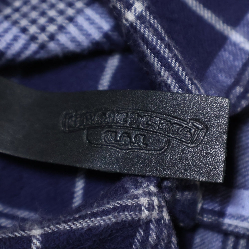 CHROME HEARTS(クロムハーツ) LOOSEENDS LS CHECK ルーズエンド 長袖チェックシャツ クロスボタンシャツ ネイビー JVPタグ