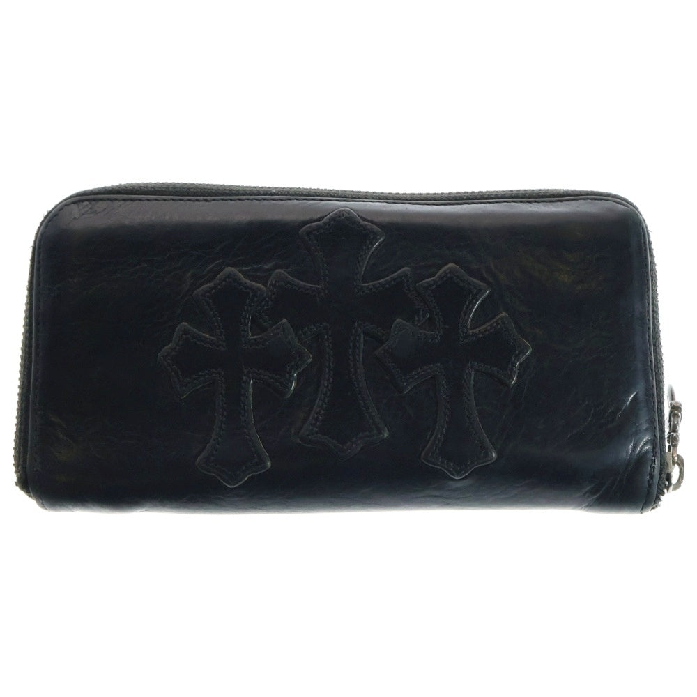 CHROME HEARTS(クロムハーツ) REC F ZIP 3クロス ラウンドジップレザーウォレット 財布 ブラック BCA368