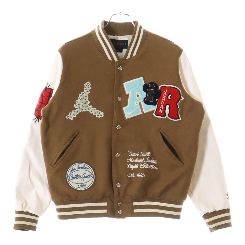 TRAVIS SCOTT(トラヴィススコット) 22AW×Jordan Varsity Jacket DO4104-256×ジョーダン スタジアムジャケット ブラウン/ホワイト