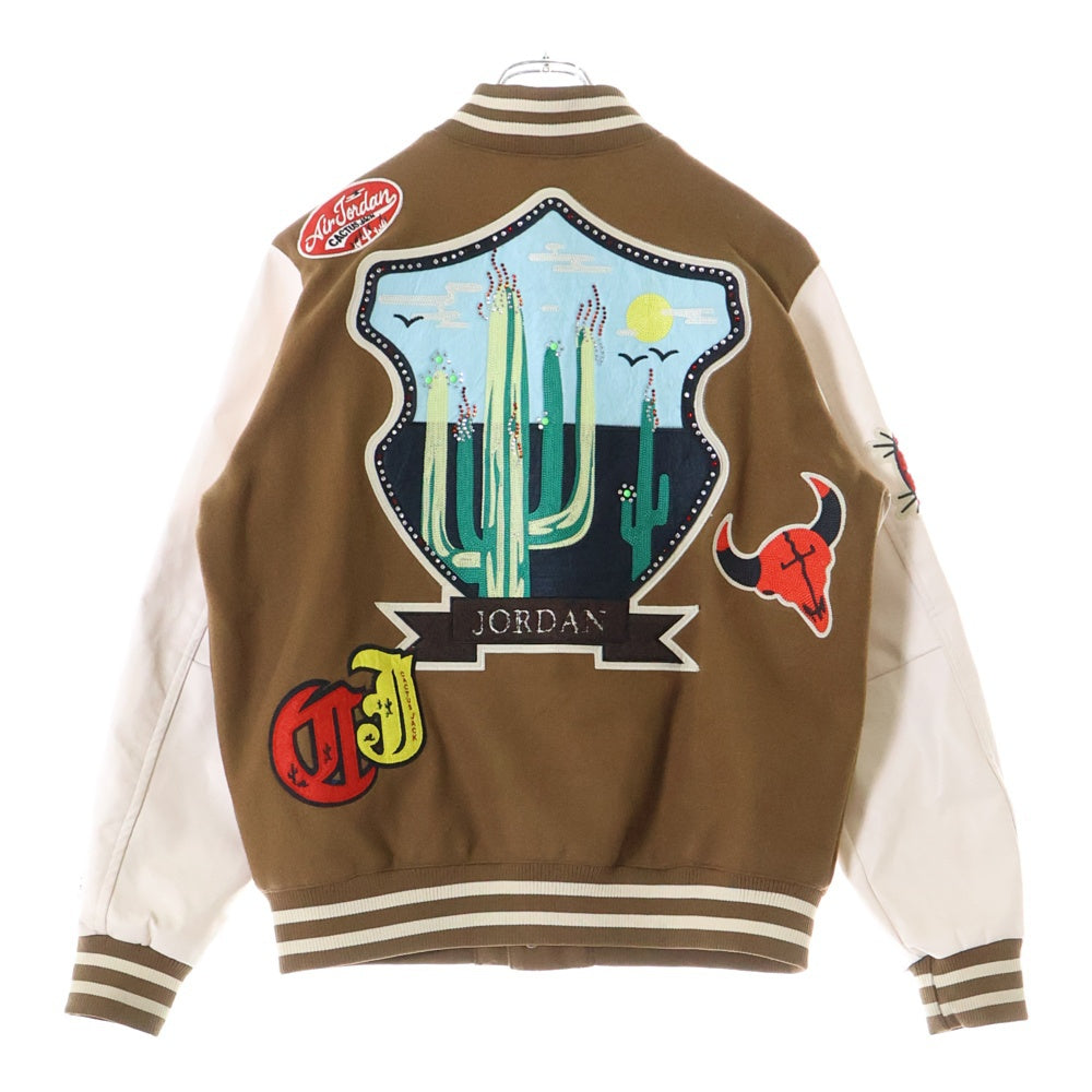 TRAVIS SCOTT(トラヴィススコット) 22AW×Jordan Varsity Jacket DO4104-256×ジョーダン スタジアムジャケット ブラウン/ホワイト