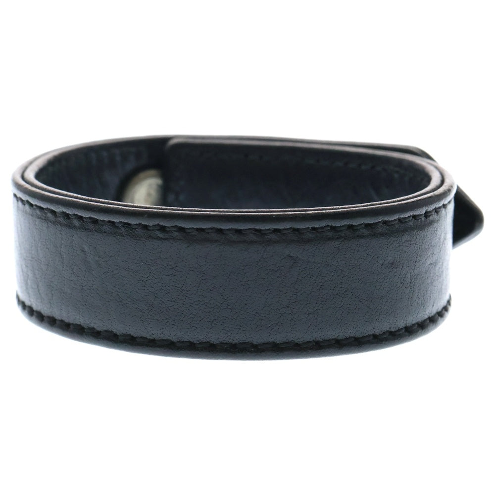 CHROME HEARTS(クロムハーツ) 3BTN 2SNP クロスボール 3ボタン2スナップ レザーブレスレット ブラック/シルバー BCA123