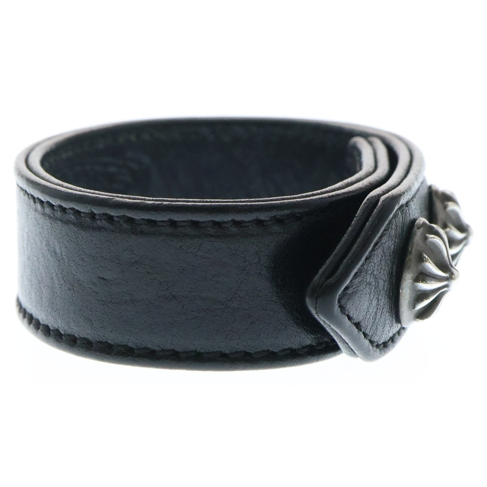 CHROME HEARTS(クロムハーツ) 3BTN 2SNP クロスボール 3ボタン2スナップ レザーブレスレット ブラック/シルバー BCA123