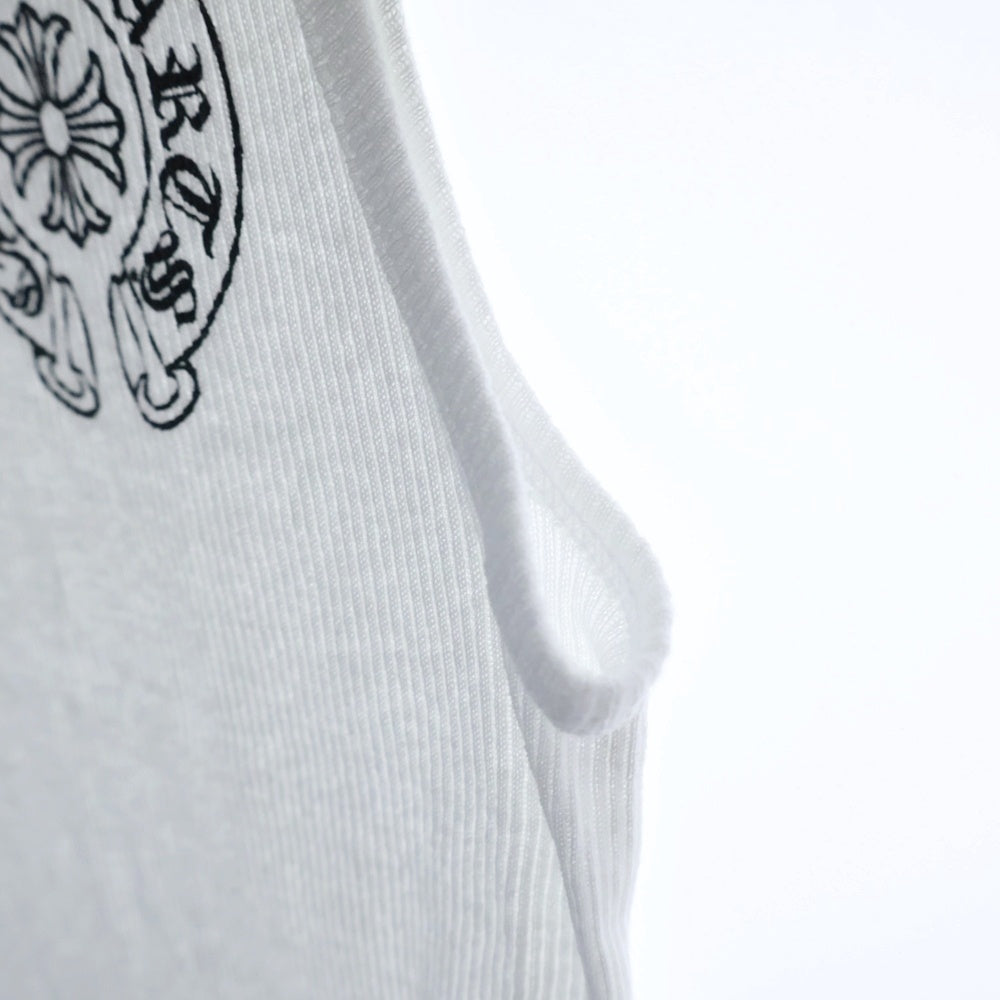 CHROME HEARTS(クロムハーツ) バックホースシュープリント タンクトップ ノースリーブカットソー ホワイト