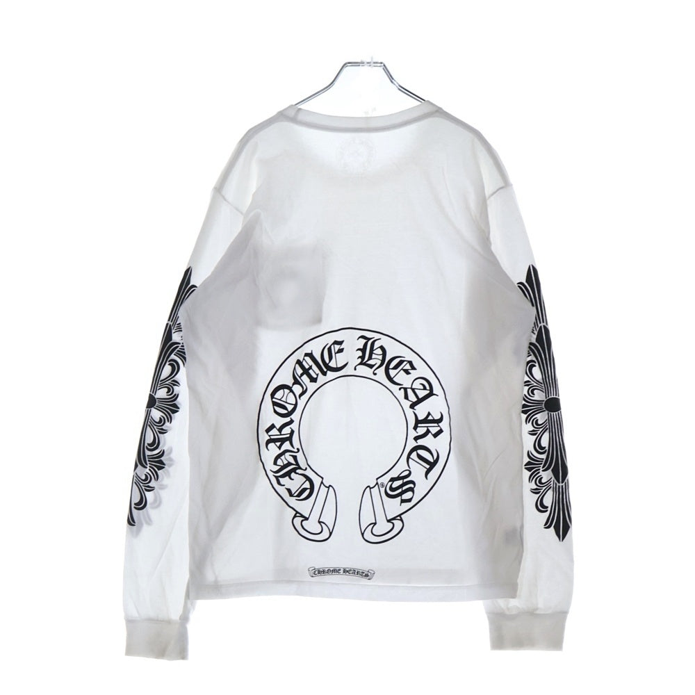 CHROME HEARTS(クロムハーツ) Floral Horseshoe L/S Tee フローラルホースシュー長袖Tシャツ カットソー ホワイト