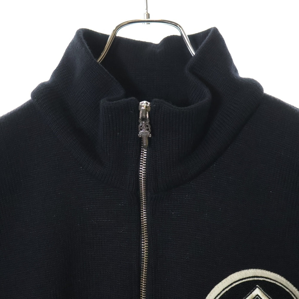 CHROME HEARTS(クロムハーツ) OLD FOTI MAHALIA マハリアワッペン ハーフジップアームボーダー ニットセーター ホワイト/ブラック