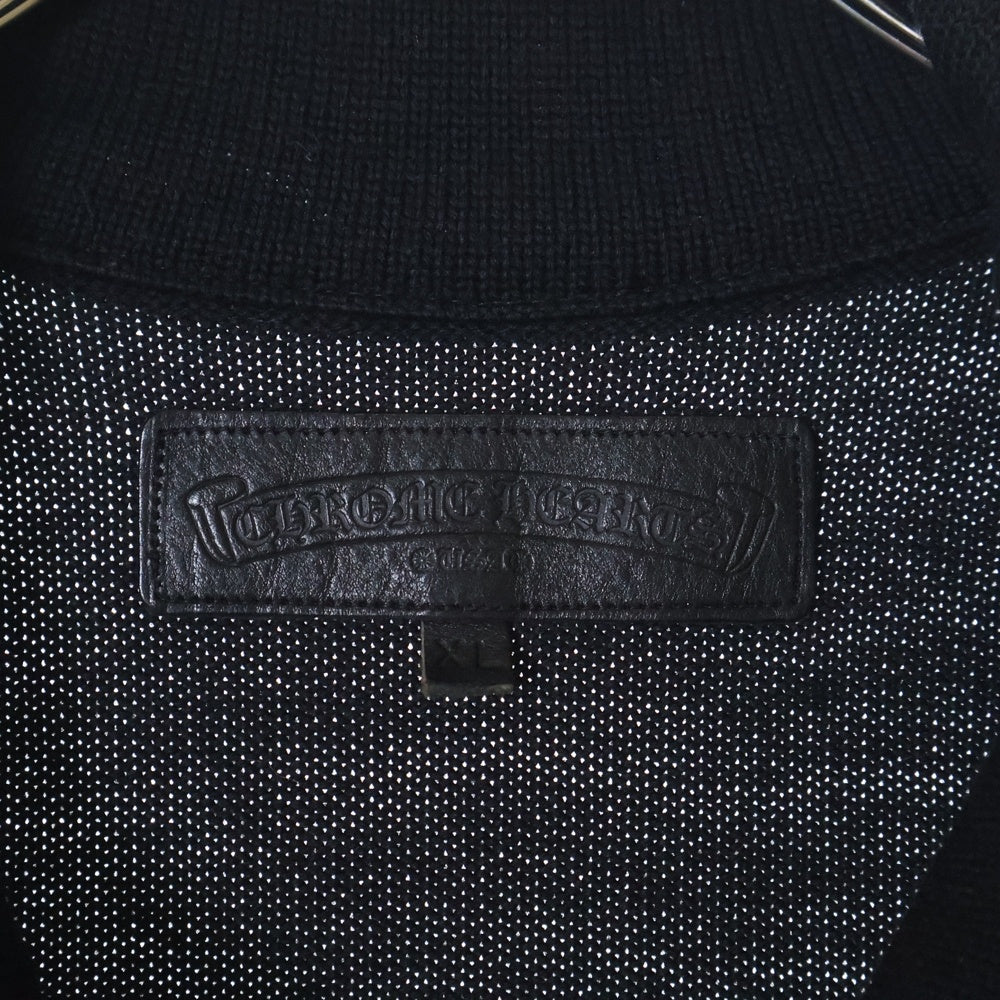CHROME HEARTS(クロムハーツ) OLD FOTI MAHALIA マハリアワッペン ハーフジップアームボーダー ニットセーター ホワイト/ブラック
