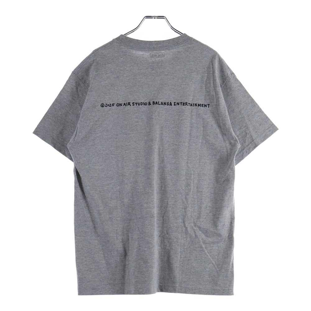 NO BRAND(ノーブランド) ON AIR プリントデザイン クルーネック半袖Tシャツカットソー グレー