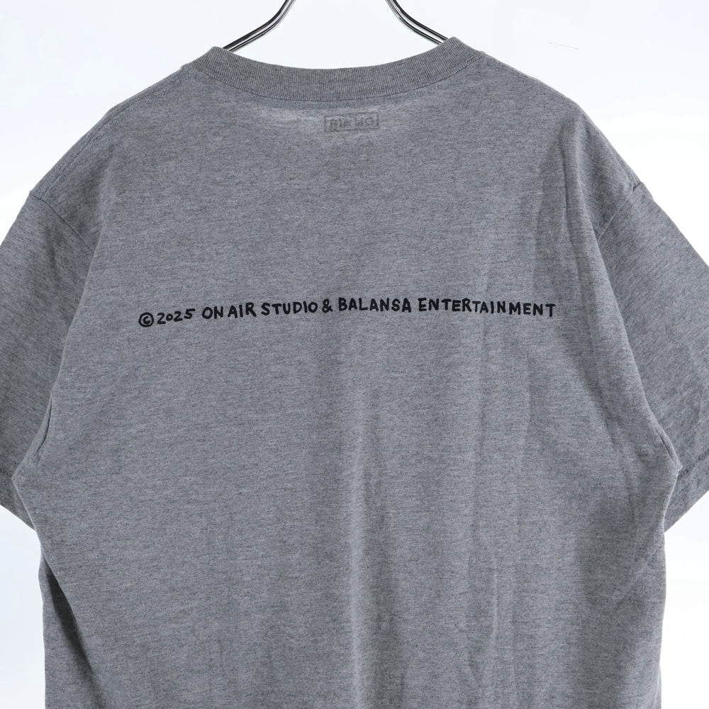 NO BRAND(ノーブランド) ON AIR プリントデザイン クルーネック半袖Tシャツカットソー グレー