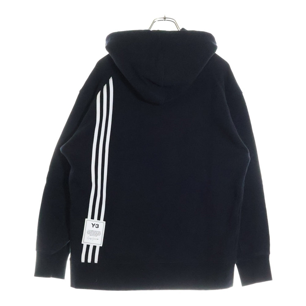 Y-3(ワイスリー) 3STP TERRY HOODIE ロゴパッチ 3ストライプ プルオーバーパーカー H16340 ブラック