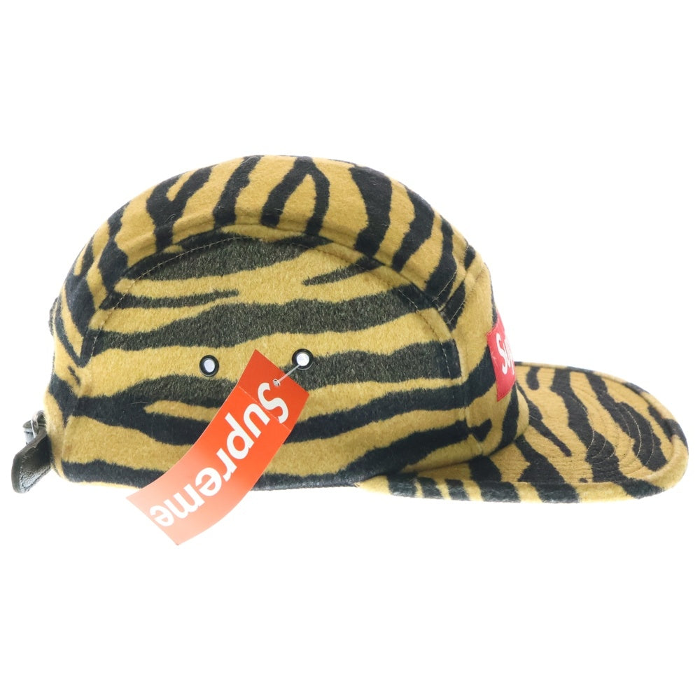 SUPREME(シュプリーム) 19AW Loro Piana Camp Cap ロロピアーナ タイガーストライプ柄 ボックスロゴ ウール キャンプキャップ ブラウン