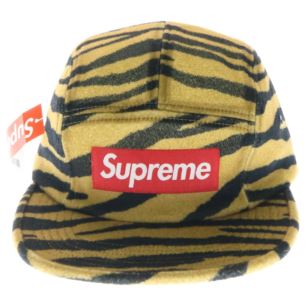 SUPREME(シュプリーム) 19AW Loro Piana Camp Cap ロロピアーナ タイガーストライプ柄 ボックスロゴ ウール キャンプキャップ ブラウン