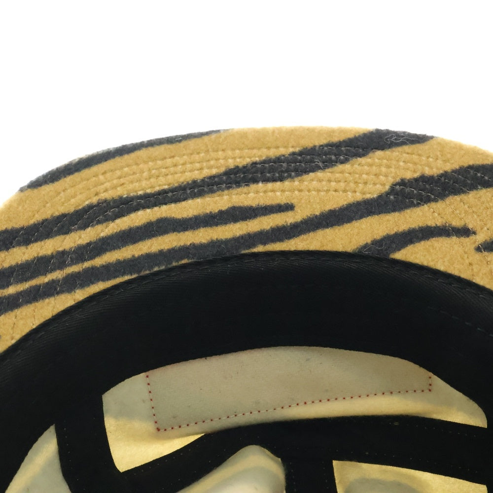 SUPREME(シュプリーム) 19AW Loro Piana Camp Cap ロロピアーナ タイガーストライプ柄 ボックスロゴ ウール キャンプキャップ ブラウン