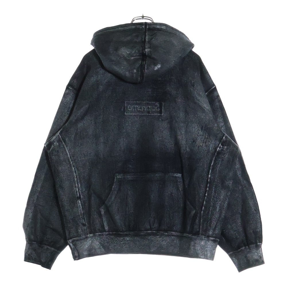 SUPREME(シュプリーム) 24SS ×MM6 Maison Margiela Foil Box Logo Hooded Sweatshirt エムエムシックスメゾンマルジェラ ボックスロゴ スウェット プルオーバーパーカー ブラック