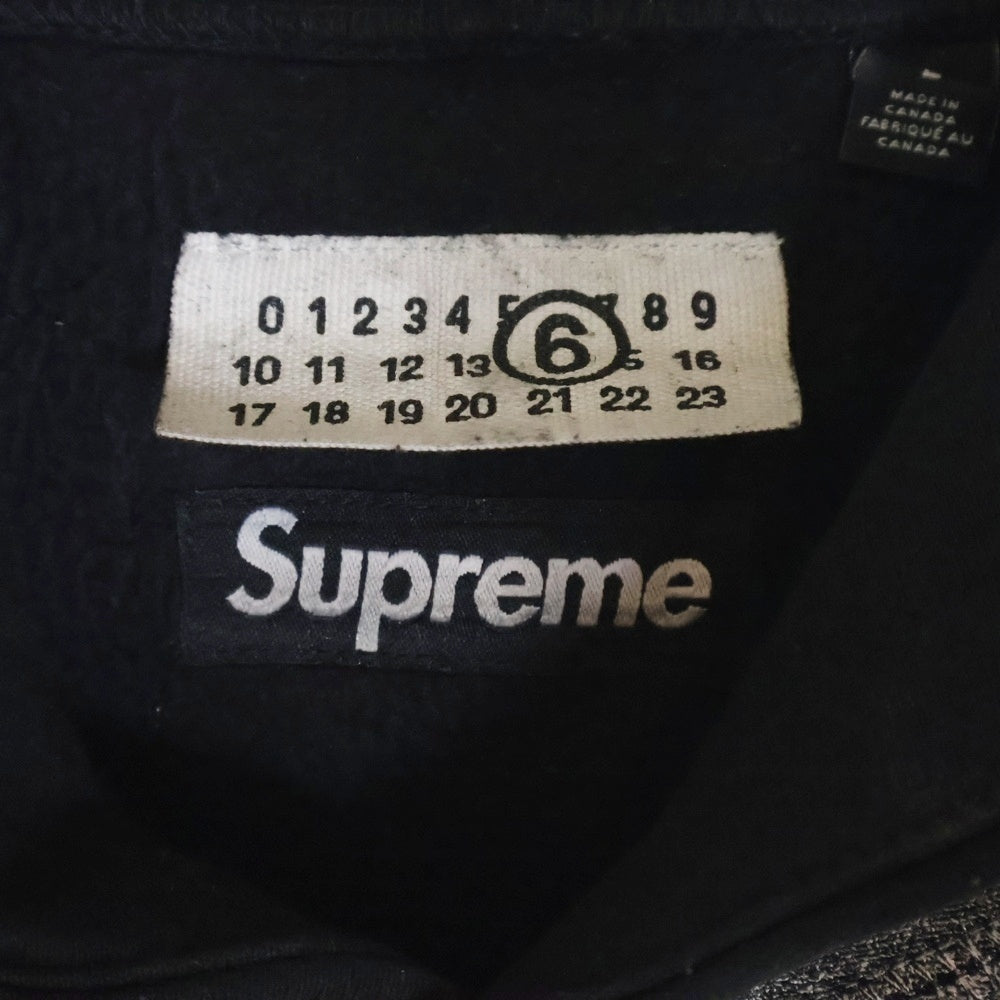 SUPREME(シュプリーム) 24SS ×MM6 Maison Margiela Foil Box Logo Hooded Sweatshirt エムエムシックスメゾンマルジェラ ボックスロゴ スウェット プルオーバーパーカー ブラック