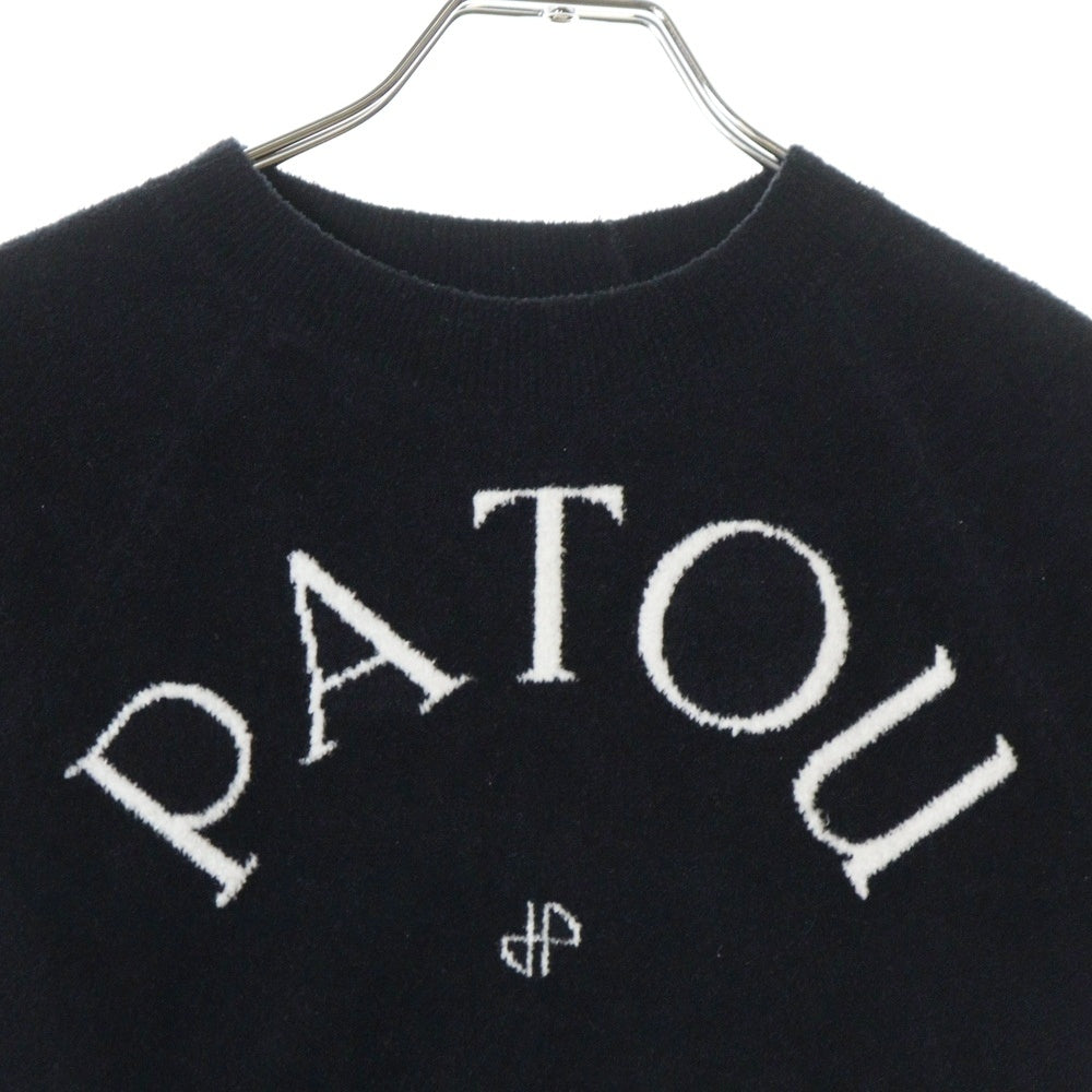 PATOU(パトゥー) パイル生地 ロゴプリント クルーネック半袖ミニTシャツ KN1568068999B ブラック レディース