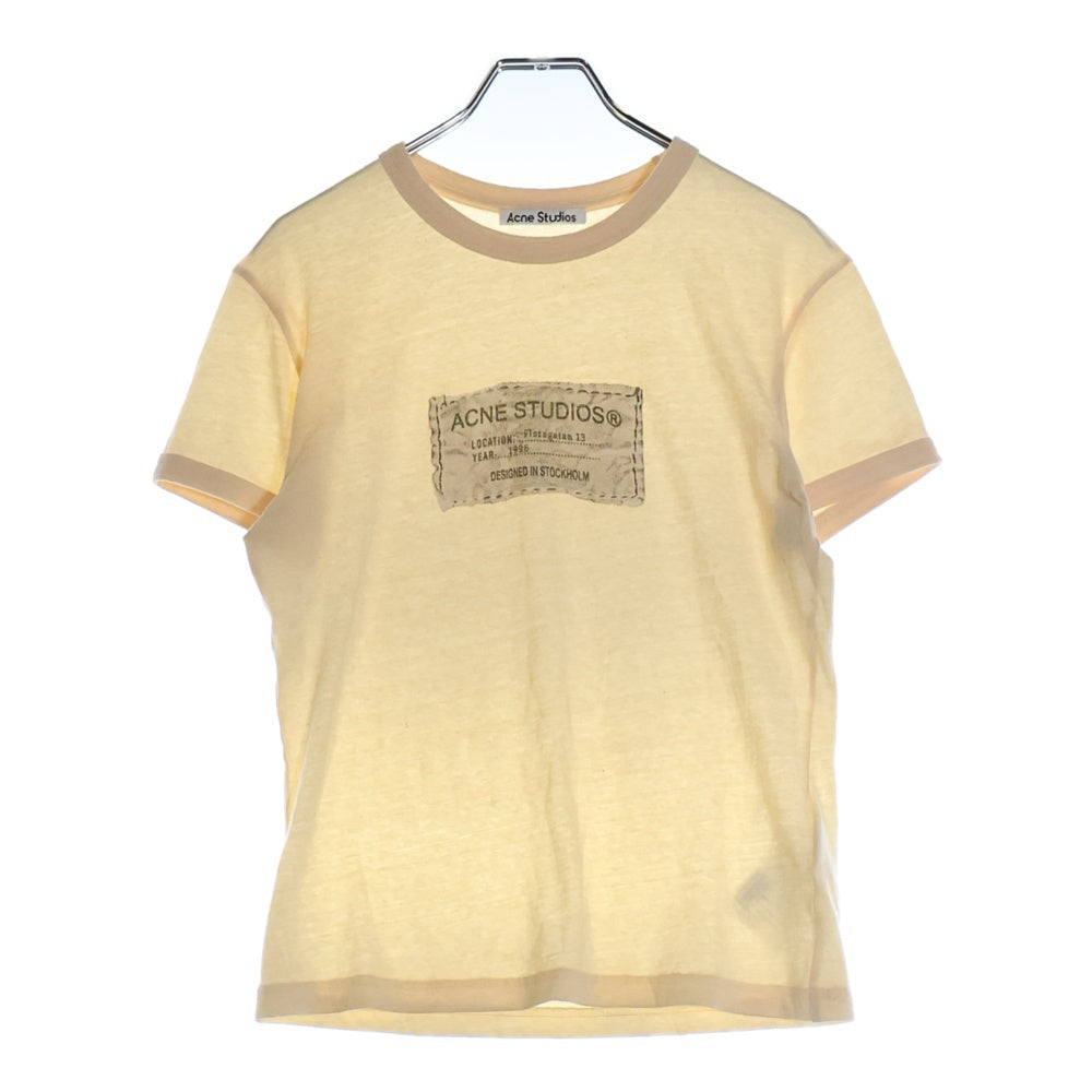 Acne Studios(アクネ ストゥディオズ) スリムフィット ロゴプリント 半袖クルーネックシャツ ベージュ TSHI000678-AL0417
